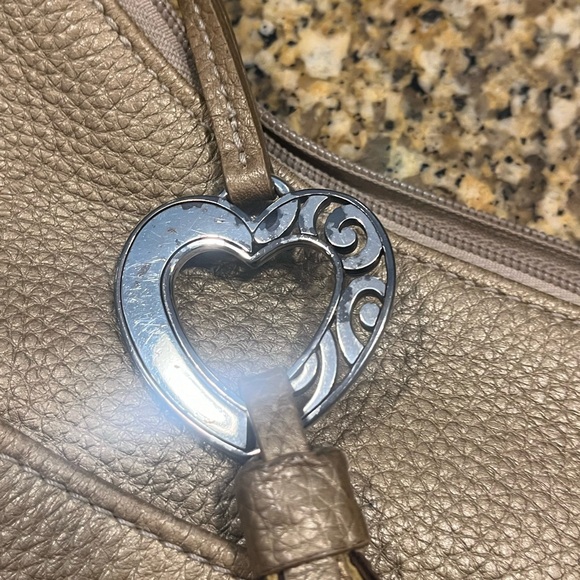 Brighton Barbados Collection Purse Light Gold Pebbled Leather Shoulder Hobo Bag - Picture 6 of 10